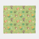 Couverture Polaire Forêt mite Bois Motif animal vert (Devant (Horizontal))