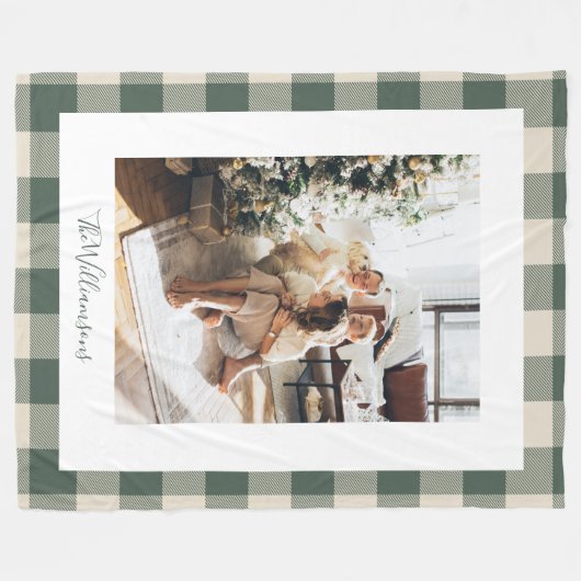 Couverture Polaire Forêt moderne Vert Plaid Rustique Photo Noël (Devant (Horizontal))