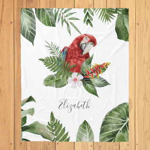 Couverture Polaire Forêt tropicale Ara personnalisé Nom
