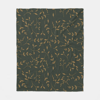 Couverture Polaire Forêt verte à motif de feuilles d'or lunatique