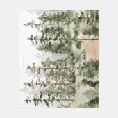 Couverture Polaire Forêt verte rustique aquarelle (Devant)