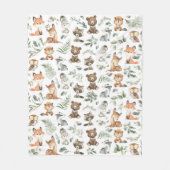 Couverture Polaire Forêt Whimsical Animaux Forêt Sage Verdure (Devant)