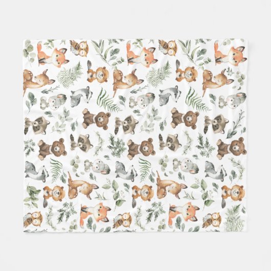Couverture Polaire Forêt Whimsical Animaux Forêt Sage Verdure (Devant (Horizontal))