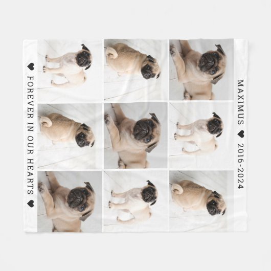 Couverture Polaire Forever in Our Hearts Chien Photo Collage Memorial (Devant (Horizontal))