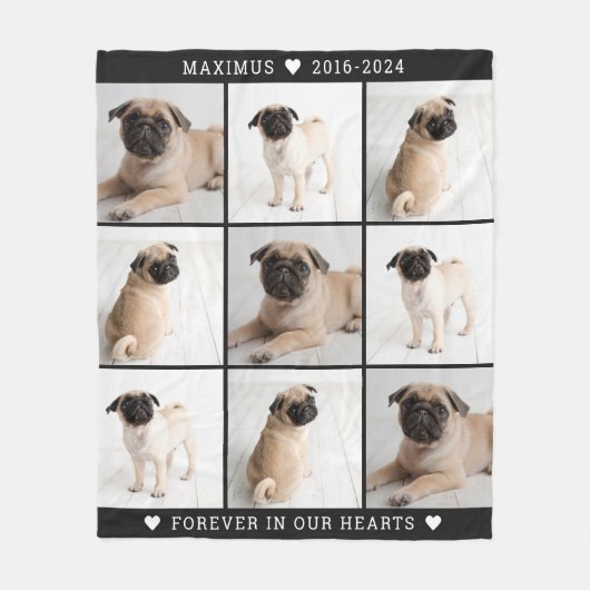 Couverture Polaire Forever in Our Hearts Chien Photo Collage Memorial (Devant)