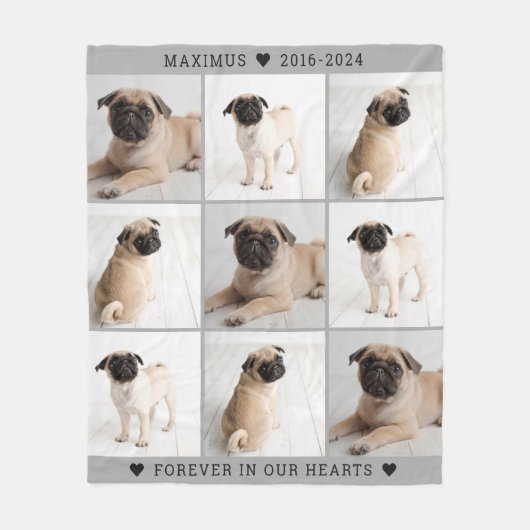 Couverture Polaire Forever in Our Hearts Chien Photo Collage Memorial (Devant)