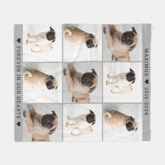 Couverture Polaire Forever in Our Hearts Chien Photo Collage Memorial (Devant (Horizontal))