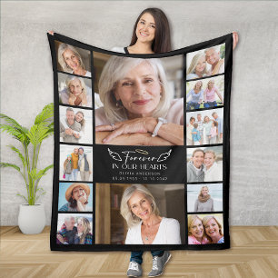 Couverture Polaire Forever in Our Hearts Multi Photo Collage Memorial
