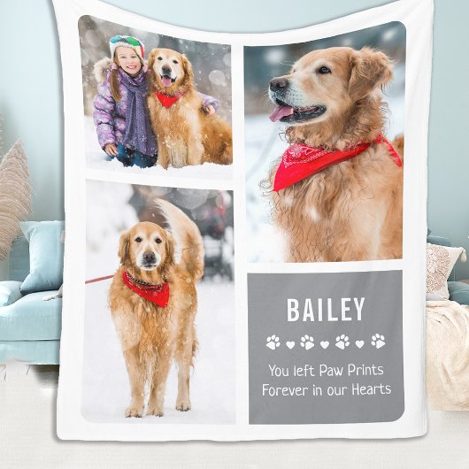 Couverture Polaire Forever in our Hearts Pet Memorial Photo Collage