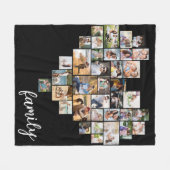 Couverture Polaire Forme cardiaque 36 Collage photo Script de famille (Devant (Horizontal))