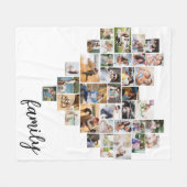 Couverture Polaire Forme de coeur 36 Collage photo Script de famille  (Devant (Horizontal))