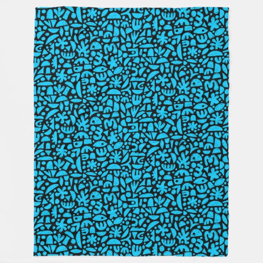 Couverture Polaire Formes Abstrait 140821 - Ciel bleu sur noir (Devant)