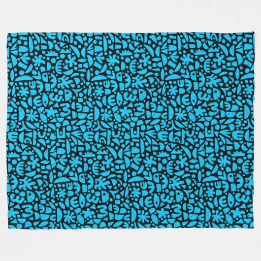 Couverture Polaire Formes Abstrait 140821 - Ciel bleu sur noir (Devant (Horizontal))