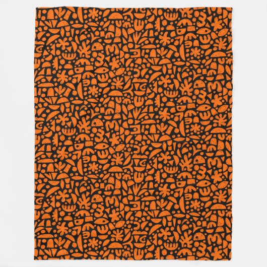 Couverture Polaire Formes Abstrait 140821 - orange sur noir (Devant)