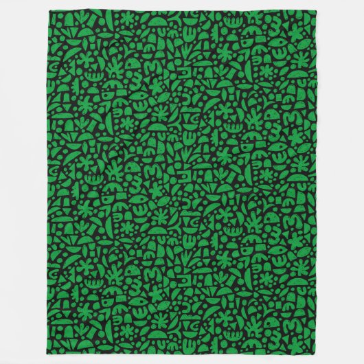 Couverture Polaire Formes Abstrait 140821 - Vert herbe sur noir (Devant)