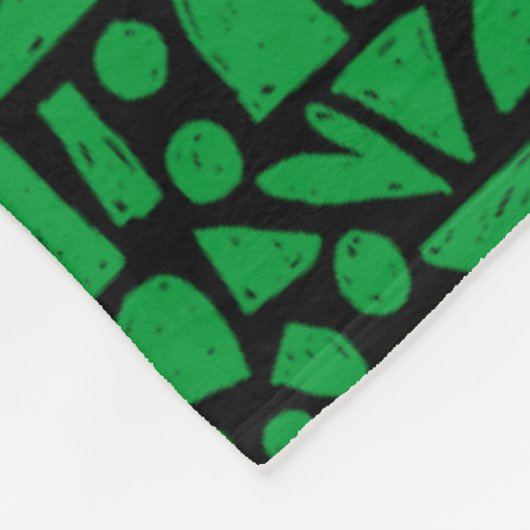 Couverture Polaire Formes Abstrait 140821 - Vert herbe sur noir (Coin)
