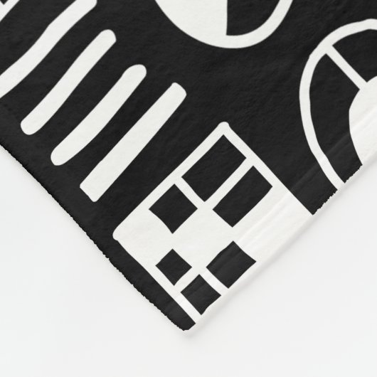 Couverture Polaire Formes Abstraites 060617 Motif - Blanc sur noir (Coin)