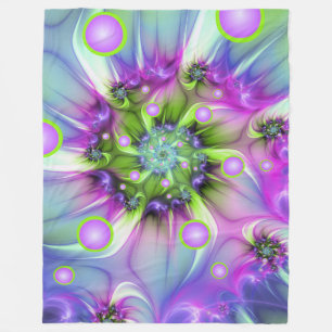 Couverture Polaire Formes arrondies de spirale colorées Art fractal A