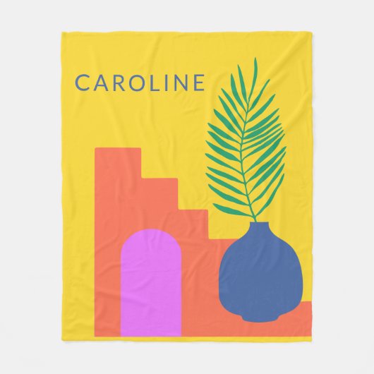 Couverture Polaire Formes botaniques Whimsical Nom personnalisé (Devant)