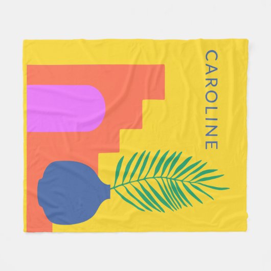 Couverture Polaire Formes botaniques Whimsical Nom personnalisé (Devant (Horizontal))