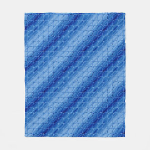 Couverture Polaire Formes de ventilateur diagonales claires et bleues