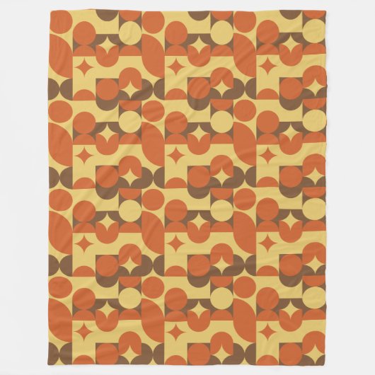 Couverture Polaire Formes géométriques rétro orange marron jaune (Devant)