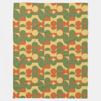Couverture Polaire Formes géométriques rétro orange vert jaune