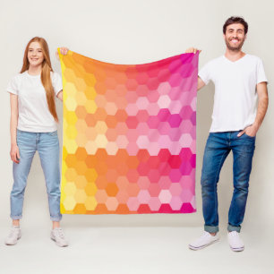 Couverture Polaire Formes Hexagones géométriques jaune rose