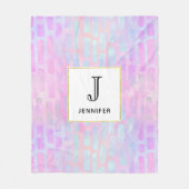 Couverture Polaire Formes rectangulaires bleues sur un monogramme Arr (Devant)