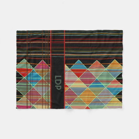 Couverture Polaire Formes triangulaires triangulaires avec initiales  (Devant (Horizontal))