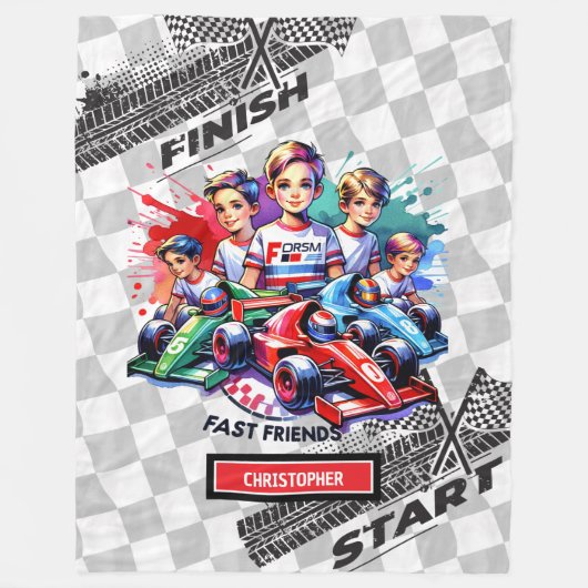 Couverture Polaire Formule moderne 1 Racing Boy Anniversaire (Devant)