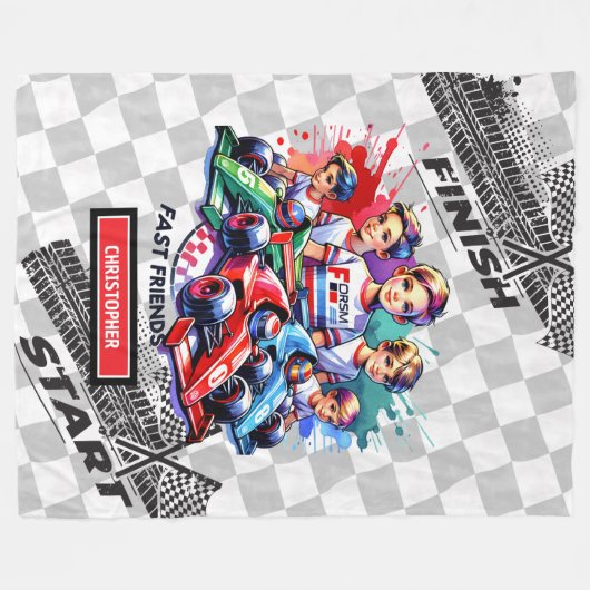 Couverture Polaire Formule moderne 1 Racing Boy Anniversaire (Devant (Horizontal))