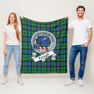 Couverture Polaire Forsyth Ancien Clan Badge Tartan Plaid