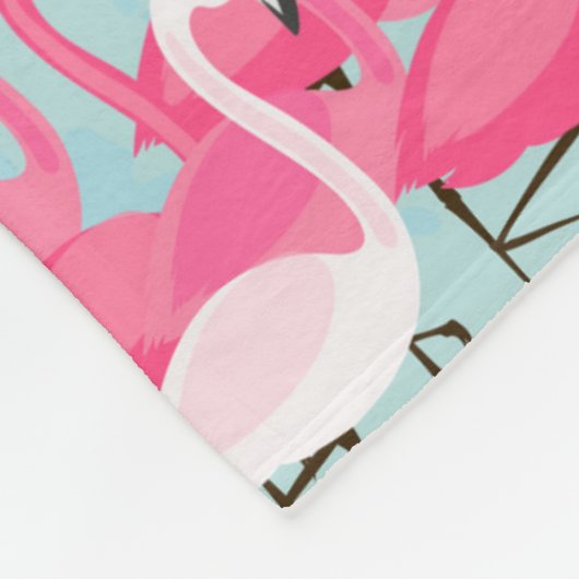 Couverture Polaire Foule De Flamants roses Rose Et Blanc (Coin)