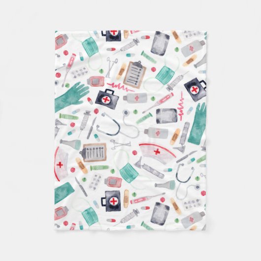 Couverture Polaire Fournitures Médicales en aquarelle (Devant)