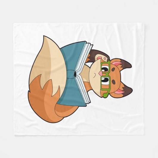 Couverture Polaire Fox as nerd with Book & Glasses (Devant (Horizontal))