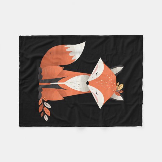 Couverture Polaire Fox Automne laisse de mignons animaux boisés autom (Devant (Horizontal))