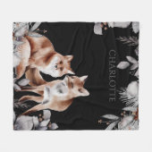 Couverture Polaire Fox Couple hiver Foliage Noël Personnalisé (Devant (Horizontal))