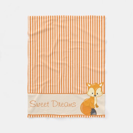 Couverture Polaire Fox et rayures bronzages et d'orange | (Devant)