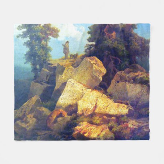 Couverture Polaire Fox Hunt Josef Navrátil Après 1850 Fleece Blanket (Devant (Horizontal))