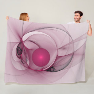 Couverture Polaire Fractale Balançant, Art Abstrait Moderne Rose de B