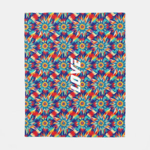 Couverture Polaire Fractale de lumière multicolore géométrique vive e