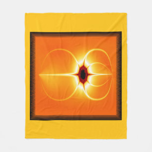 Couverture Polaire Fractale jaune avec fond orange