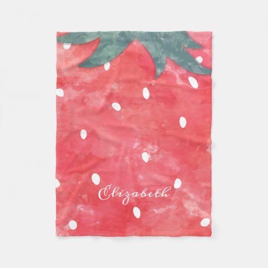 Couverture Polaire Fraise à l'aquarelle mignonne (Devant)