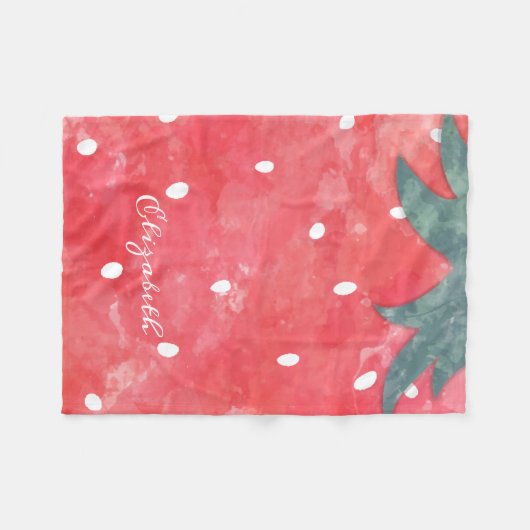 Couverture Polaire Fraise d'aquarelle mignonne (Devant (Horizontal))