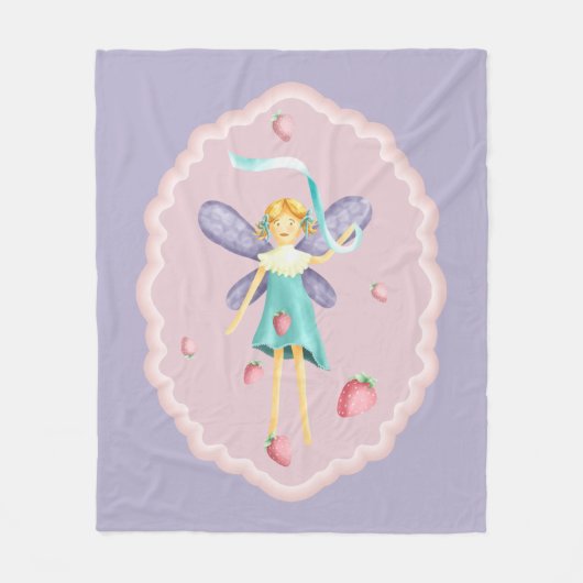 Couverture Polaire Fraise Fée 2 Fleece Blanche (Devant)