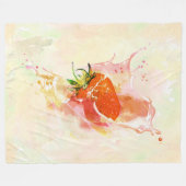 Couverture Polaire Fraise Splash ! Aquarelle (Devant (Horizontal))