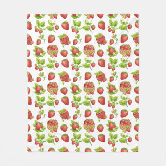 Couverture Polaire Fraises de jardin et confiture de fraises