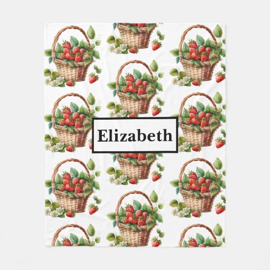 Couverture Polaire Fraises fraîches dans un panier en osier (Devant)