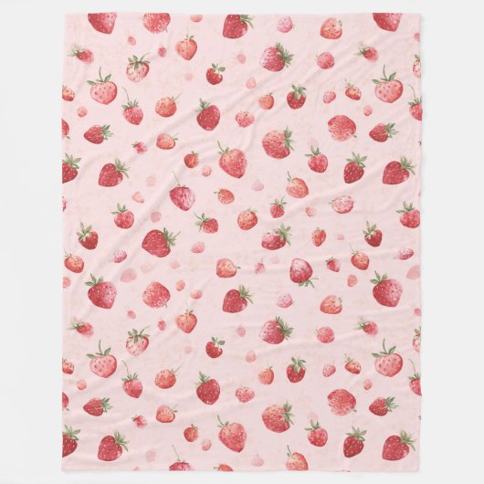 Couverture Polaire Fraises Fruits Rouges Roses (Devant)